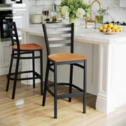 Black Ladder Stool-Nat Seat