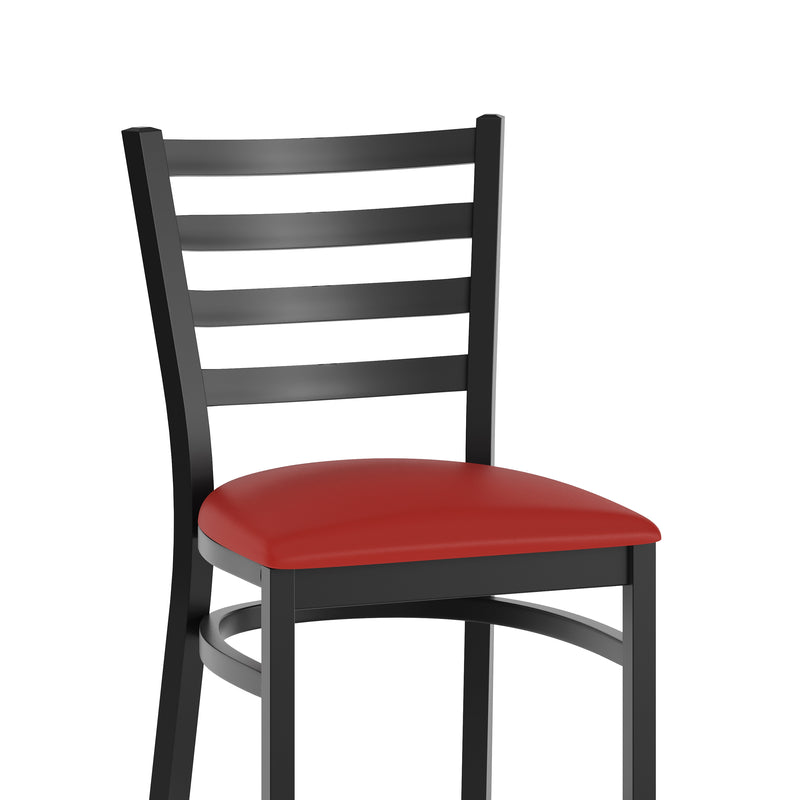 Black Ladder Stool-Red Seat