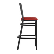 Black Ladder Stool-Red Seat
