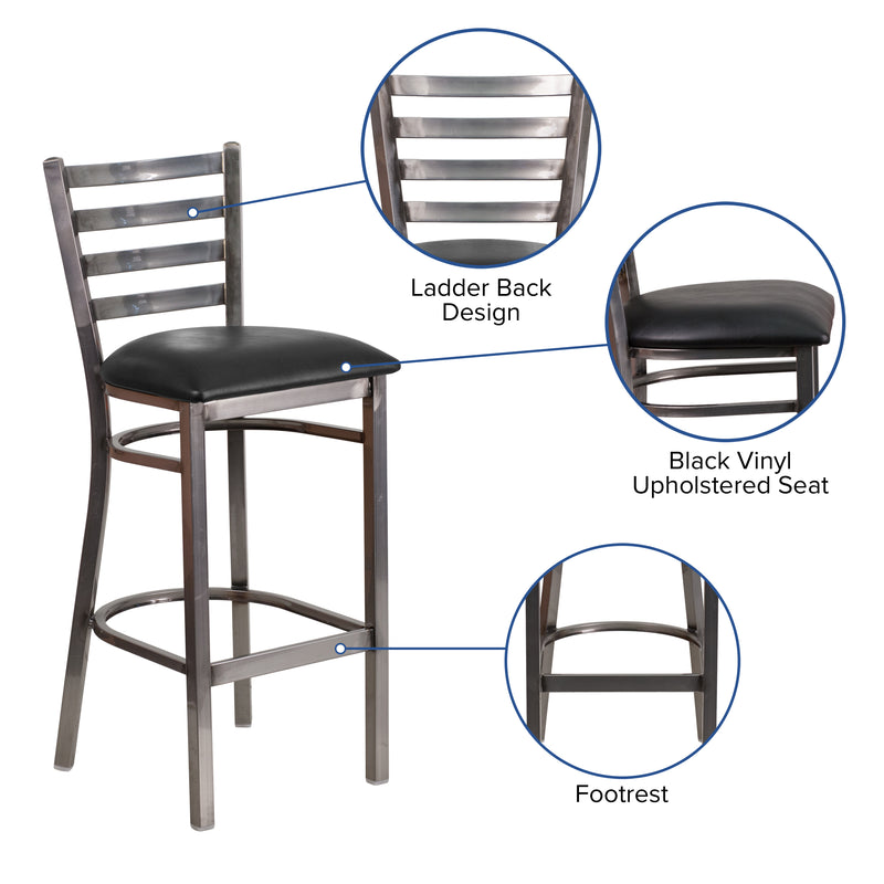Clear Ladder Stool-Black Seat