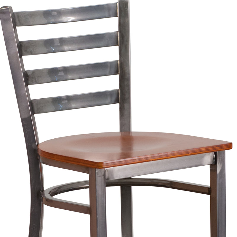 Clear Ladder Stool-Cherry Seat