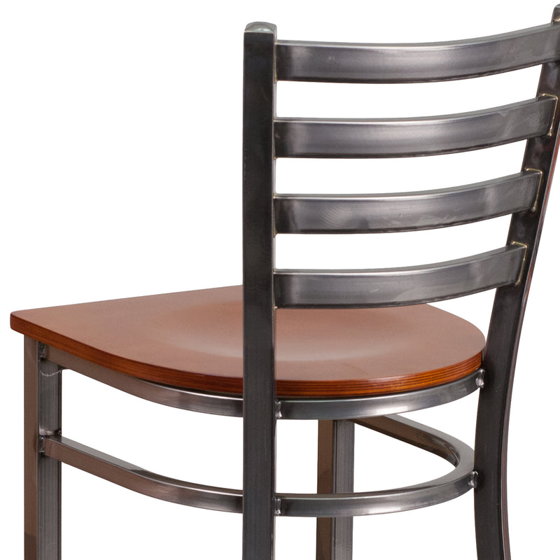 Clear Ladder Stool-Cherry Seat