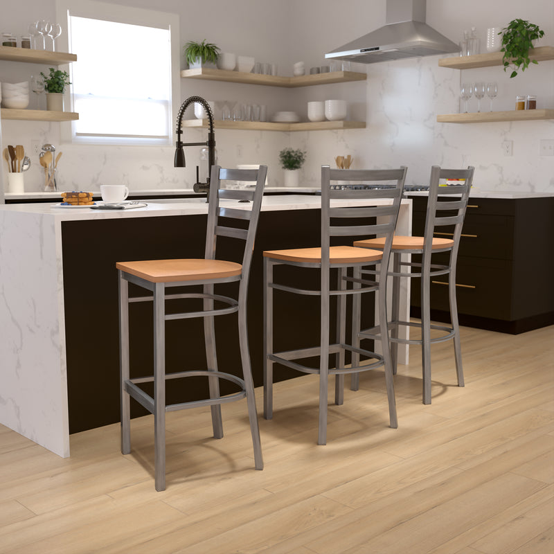 Clear Ladder Stool-Nat Seat