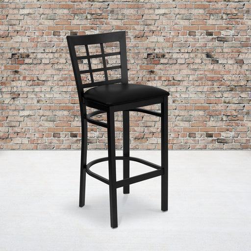 Black Window Stool-Black Seat