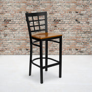 Black Window Stool-Cherry Seat