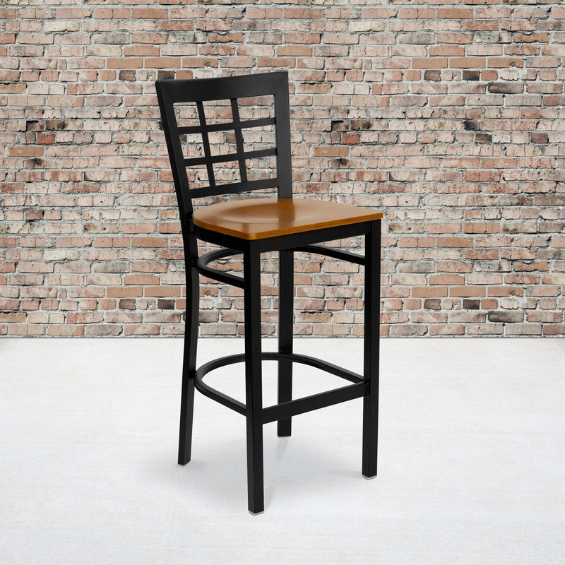 Black Window Stool-Cherry Seat