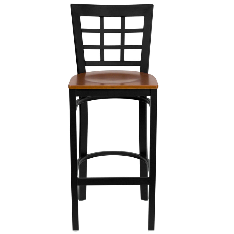 Black Window Stool-Cherry Seat