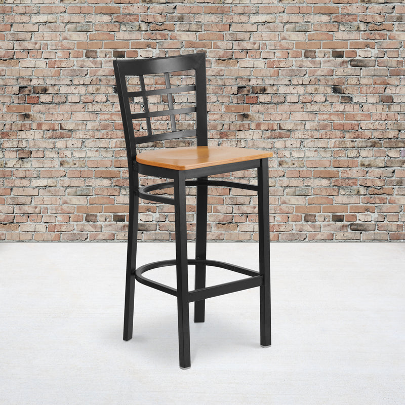 Black Window Stool-Nat Seat