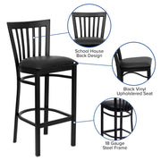 Black School Stool-Black Seat