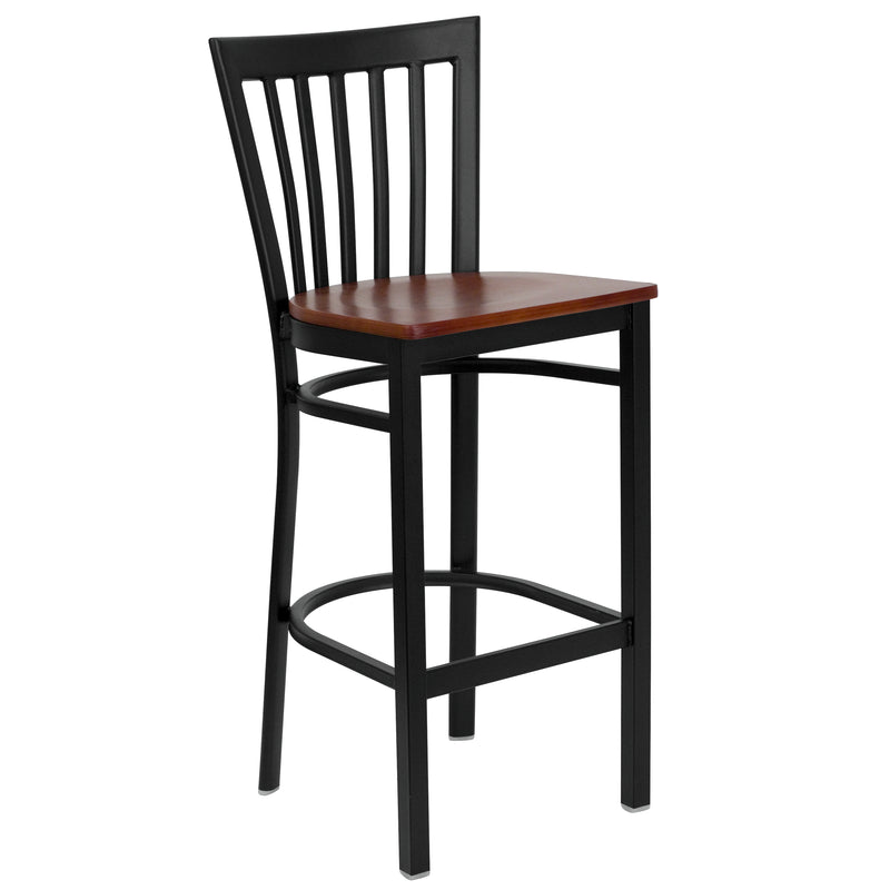 Black School Stool-Cherry Seat
