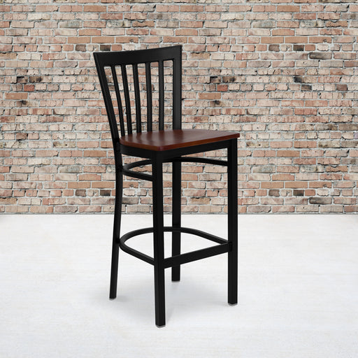 Black School Stool-Cherry Seat
