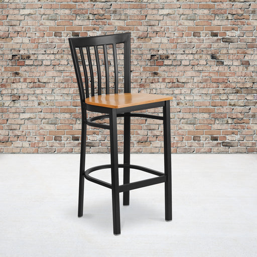 Black School Stool-Nat Seat