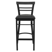 Black Ladder Stool-Black Seat