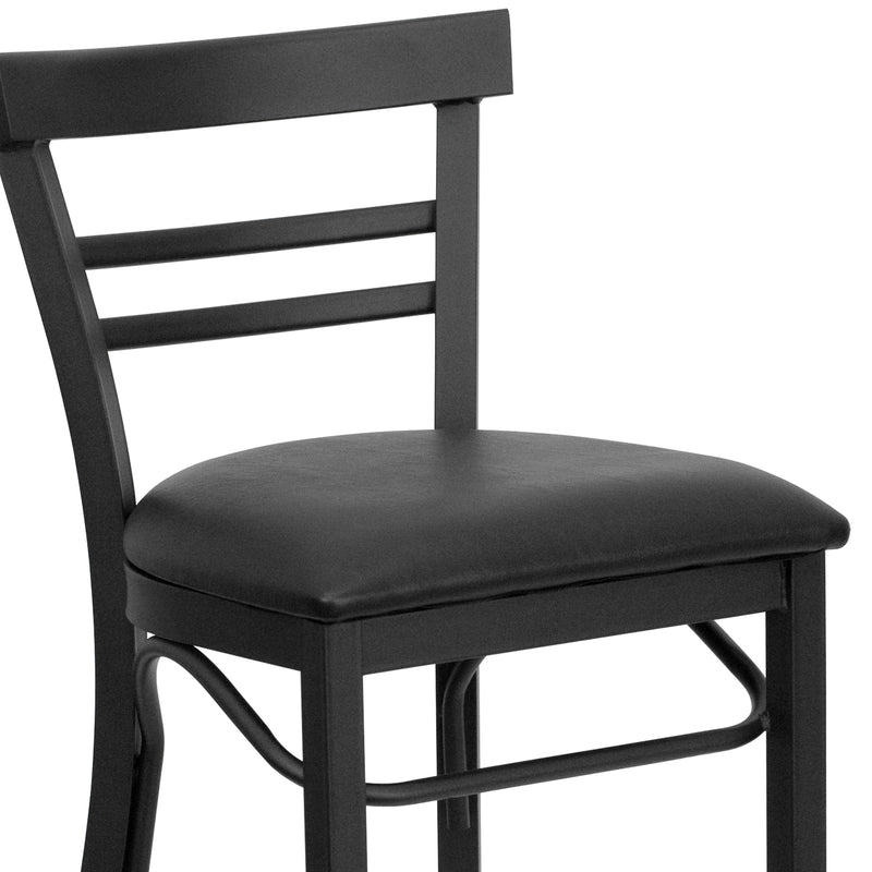 Black Ladder Stool-Black Seat