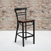 Black Ladder Stool-Cherry Seat