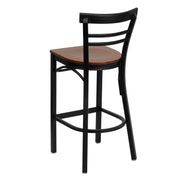 Black Ladder Stool-Cherry Seat
