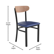 Blue Vinyl/Wood Back Chair