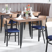 Blue Vinyl/Wood Back Chair