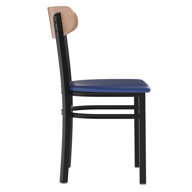 Blue Vinyl/Wood Back Chair
