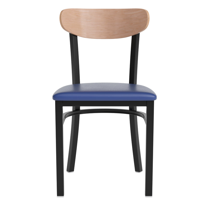 Blue Vinyl/Wood Back Chair