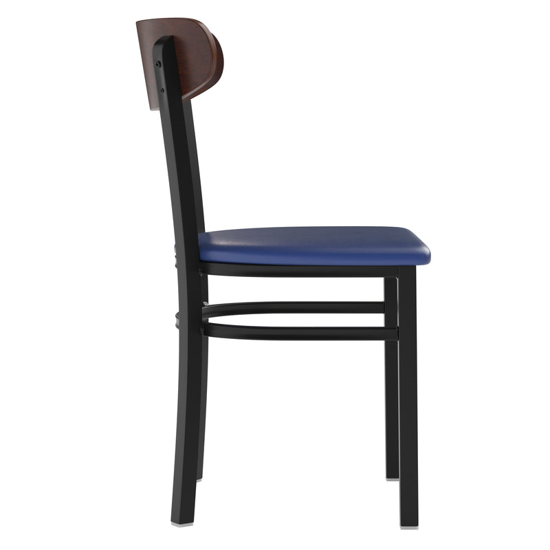 Blue Vinyl/Wood Back Chair