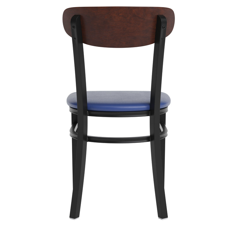 Blue Vinyl/Wood Back Chair