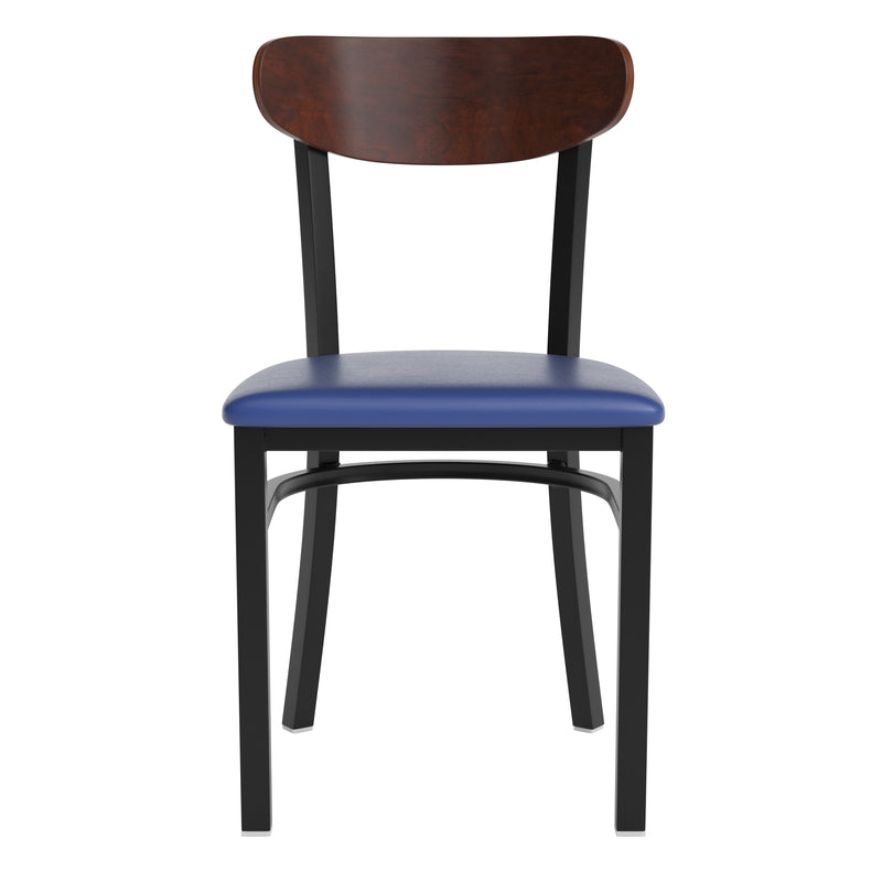 Blue Vinyl/Wood Back Chair