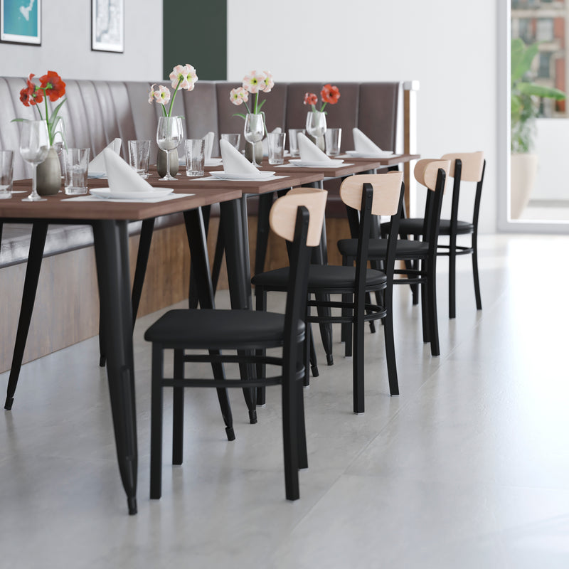 Black Vinyl/Wood Back Chair
