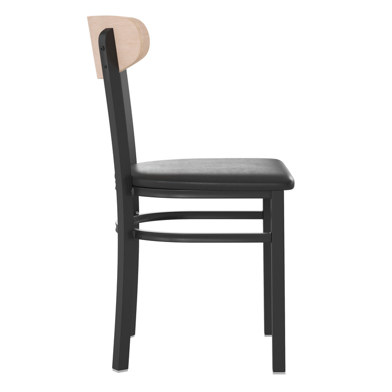 Black Vinyl/Wood Back Chair