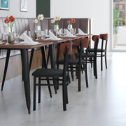 Black Vinyl/Wood Back Chair