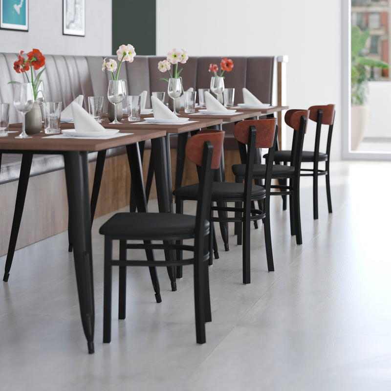 Black Vinyl/Wood Back Chair