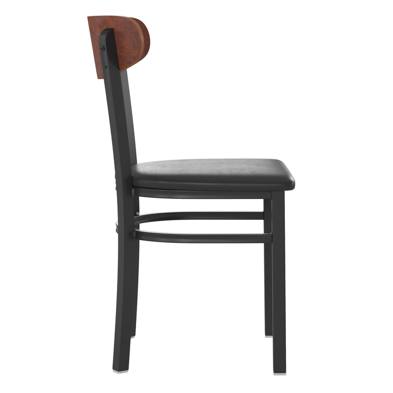 Black Vinyl/Wood Back Chair