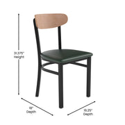 Green Vinyl/Wood Back Chair