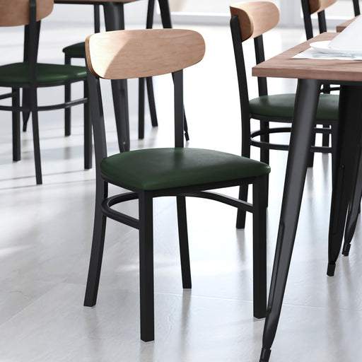 Green Vinyl/Wood Back Chair
