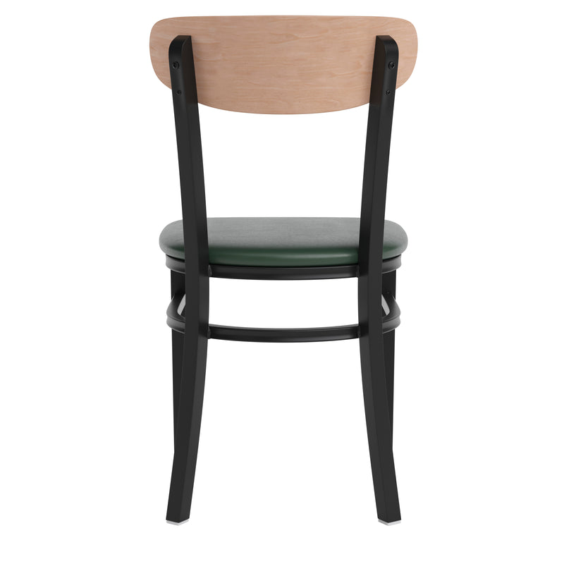 Green Vinyl/Wood Back Chair