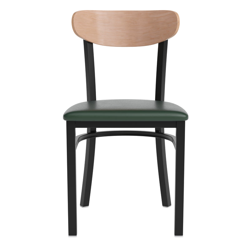 Green Vinyl/Wood Back Chair