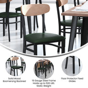 Green Vinyl/Wood Back Chair