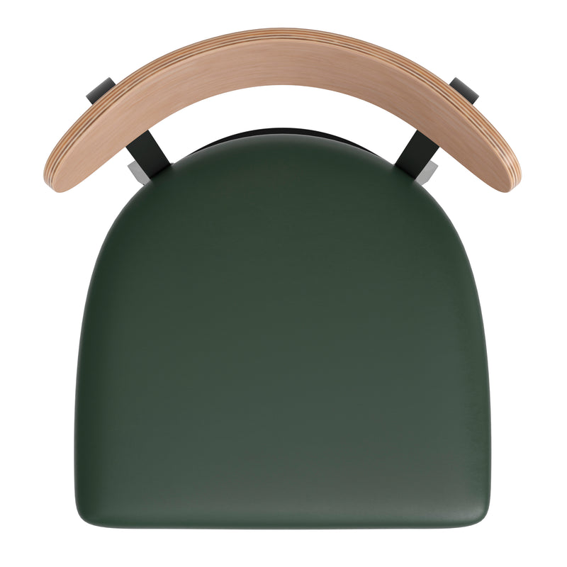 Green Vinyl/Wood Back Chair