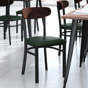 Green Vinyl/Wood Back Chair