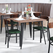 Green Vinyl/Wood Back Chair