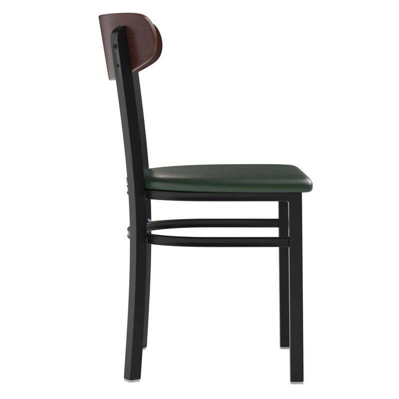 Green Vinyl/Wood Back Chair
