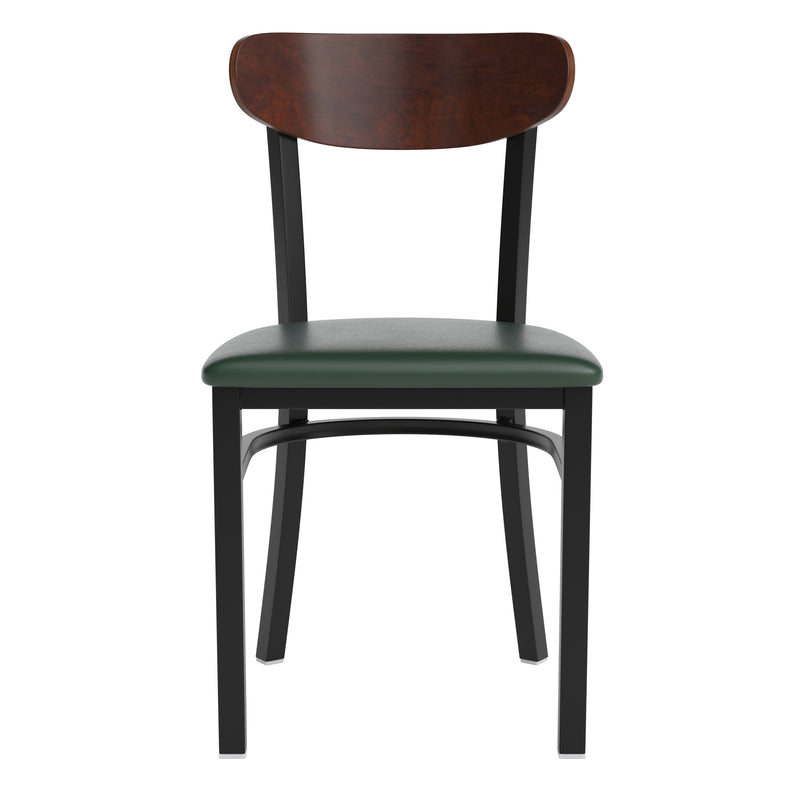 Green Vinyl/Wood Back Chair