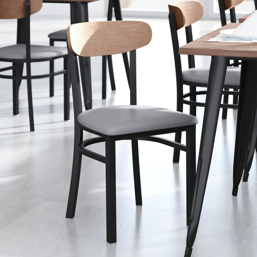 Gray Vinyl/Wood Back Chair