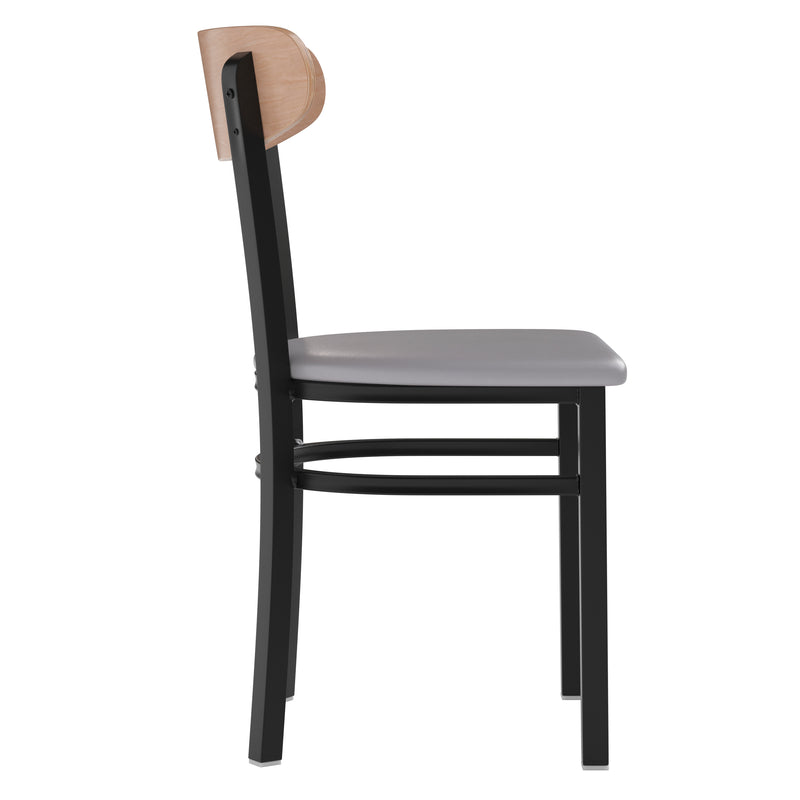 Gray Vinyl/Wood Back Chair