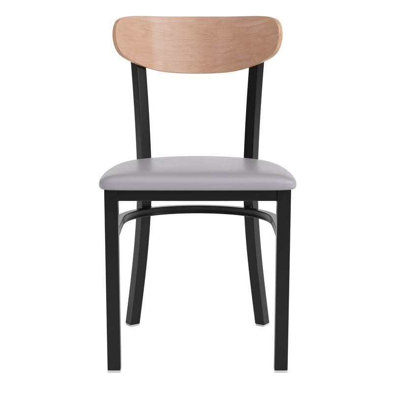 Gray Vinyl/Wood Back Chair