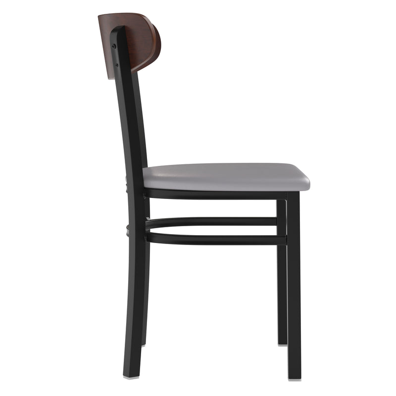 Gray Vinyl/Wood Back Chair