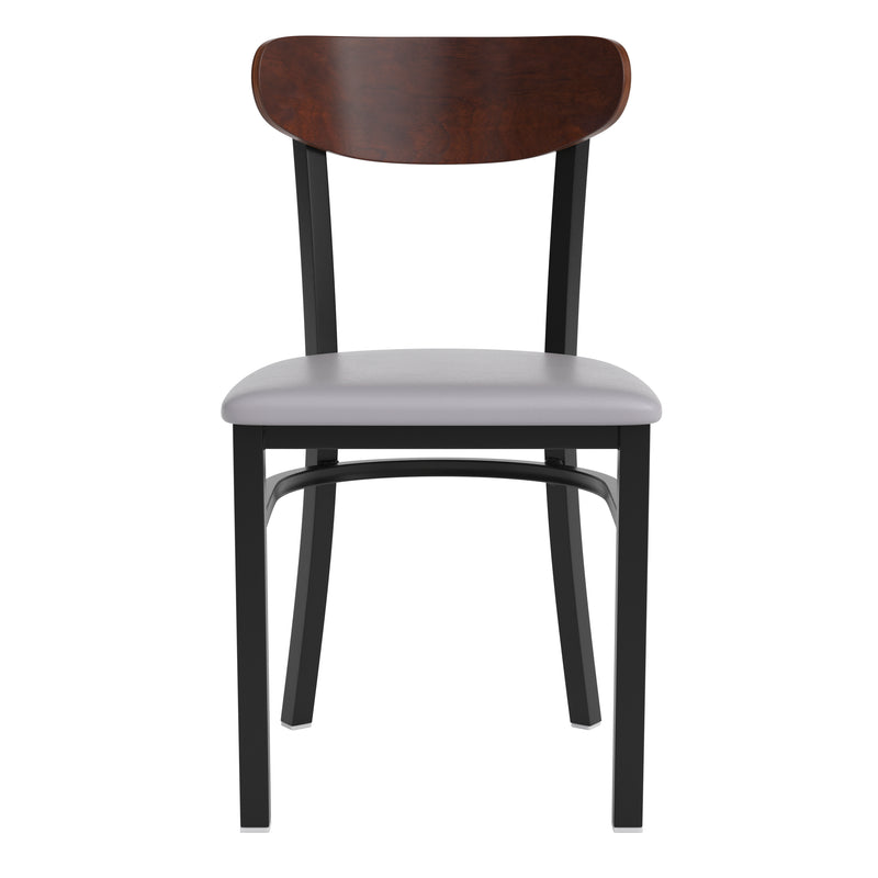 Gray Vinyl/Wood Back Chair