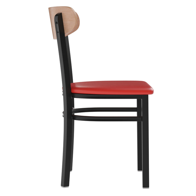 Red Vinyl/Wood Back Chair