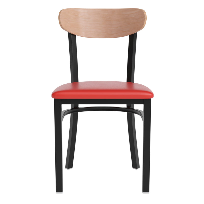Red Vinyl/Wood Back Chair