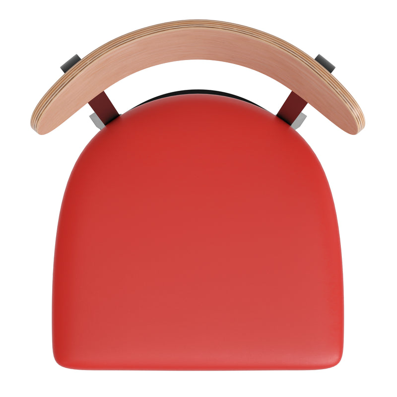 Red Vinyl/Wood Back Chair